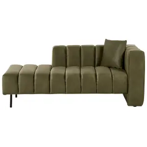 Right Hand Velvet Chaise Lounge Green LANNILS