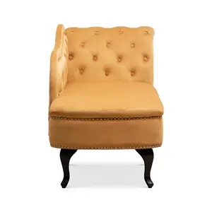 Left Hand Chaise Lounge in Velvet Gold