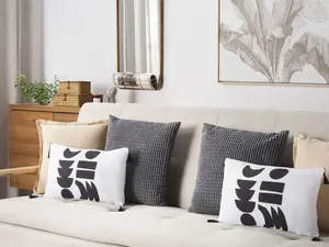 Set of 2 Cushions LIRIOPE 30 x 50 cm Geometric Black-White