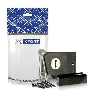 XFORT Rim Deadlock, Surface Mounted Rim Dead Lock with Key Operated Deadbolt