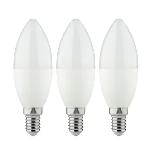 Diall E14 6.5W 806lm Frosted Candle Neutral white LED Light bulb, Pack of 3