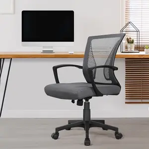 Yaheetech Ergonomic Mesh Office Chair with Mid-Back 360 Degree Rolling Casters Height Adjustable - Dark Grey