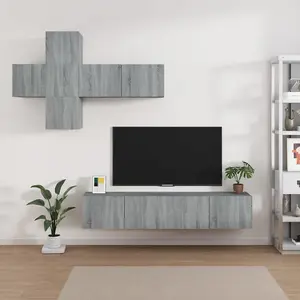 Berkfield 7 Piece TV Cabinet Set Grey Sonoma Engineered Wood