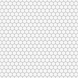 Mosaic sheet in ceramic on net 323mm x 277mm - White Hexagon