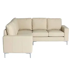 Baltic Faux Leather Corner Sofa In Ivory