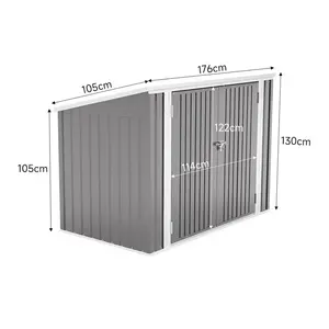 Atrice 6 ft. W x 3 ft. D Metal Garbage Shed Grey