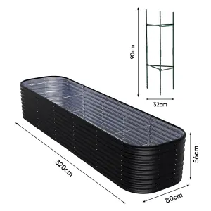 320cm x 80cm Galvanized Steel Raised Garden Beds Outdoor Large Metal Garden Box Planter Raised Beds