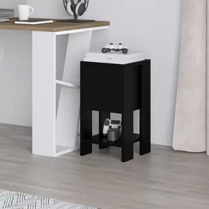 Atharv Bedside Table with Drop-Door Storage and Open Shelf for Versatile Living Black