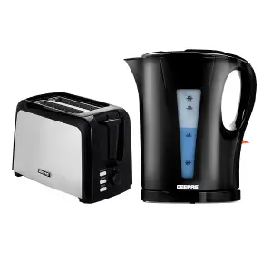 Geepas 2 Slice Bread Toaster & 1.7L Electric Kettle Kitchen Combo Set