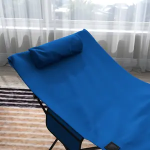 Outsunny Foldable Sun Lounger w/ Side Pocket, Oxford Headrest Sun Lounger, Blue