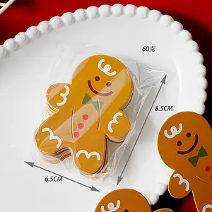 50PCS Gingerbread Man Christmas Pattern Lollipop Decorative Paper Cards