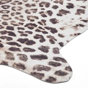 Faux Leopard Print Brown Beige Abstract Animal Cowhide Modern Rug for Living Rug for Living Room and Bedroom-130cm X 155cm