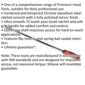 600mm Extra Long 72-Tooth Ratchet Wrench - 1/2" Drive for Hard-to-Reach Applications