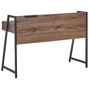 Home Office Desk with Storage Dark Wood HARWICH