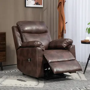 HOMCOM Power Lift Chair Electric Riser Recliner with Remote Control, Brown