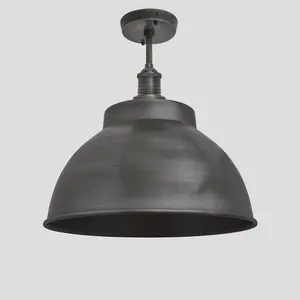 Industville Brooklyn Dome Flush Mount, 13 Inch, Pewter, Pewter Holder