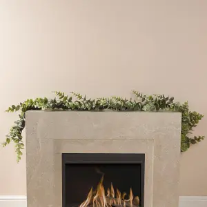 Artificial Decorative Garland Fireplace Door Wall, Eucalyptus, Green - One Size