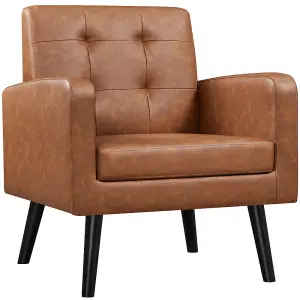 Yaheetech Faux Leather Arm Chair Reading Chair - Retro Brown