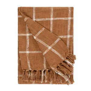 Yard Beni Check Fringed 100% Cotton Throw