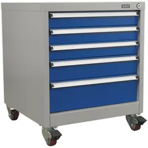 Versatile 5 Drawer Mobile Industrial Storage Cabinet with Heavy Duty Wheels