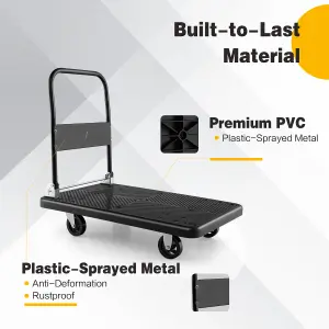 Costway Folding Push Cart Dolly Rolling Flatbed Luggage Cart W/ 360 Swivel Wheels 400kg