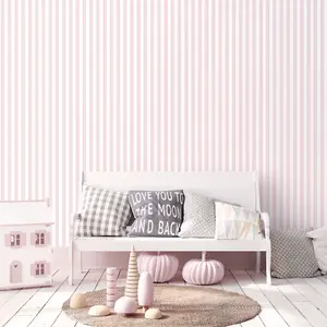 Galerie Tiny Tots 2 Pink Regency Stripe Smooth Wallpaper