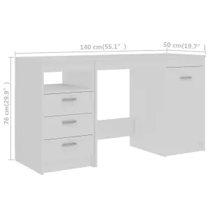 Berkfield Desk White 140x50x76 cm Engineered Wood