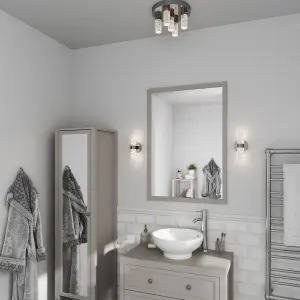 GoodHome Myvat Bubble Silver Chrome effect Double Bathroom Wired Wall light