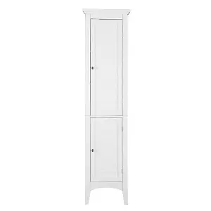 Teamson Home Bathroom Tall Column Cabinet, Wooden Cabinet with 2 Shutter Doors, Bathroom Storage, White