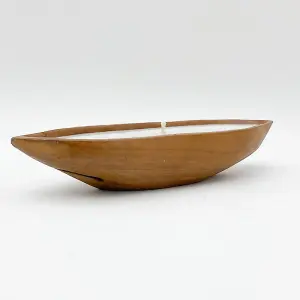 Root Boat Bowl with Candle - L40 x W15 x H8 cm - Teak