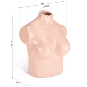 Female Silhouette Torso Vase - 20cm - Nude