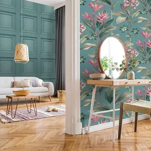 Oliana Floral Wallpaper Soft Teal Belgravia 8486