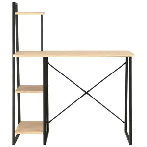 Berkfield Desk with Shelving Unit Black and Oak 102x50x117 cm