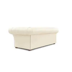 Chesterfield 3 Seater Buttoned Seat Cream Real Leather Sofa Bespoke In Balmoral Style