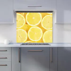 Vibrant Lemons Premium Glass Kitchen Splashback W700mm x H650mm