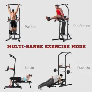 HOMCOM Adjustable&Folded Dip Stands Multi-Function Pull-ups Sit-ups Fitness tool