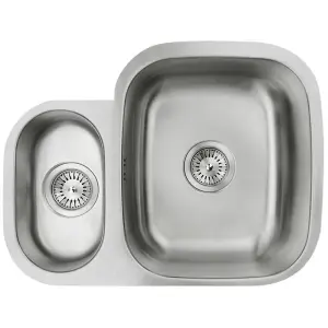 Astini Renzo 1.5 Bowl Brushed Stainless Steel Undermount Kitchen Sink LHSB