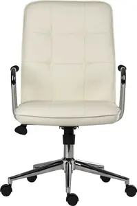 Piano Executive Chair in white bonded leather with gas lift seat height adjustment and tilt