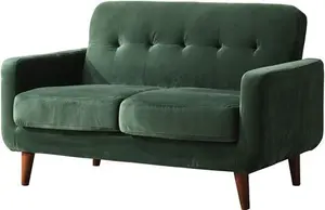 Clarence 2-Seater Green Velvet Sofa, Two-Seater Dark Green Fabric Sofa - Daals - Sofas