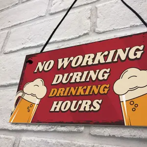 Red Ocean Funny Bar Signs DRINKING HOURS Man Cave Bar Pub Sign Gift For Him Home Bar Sign