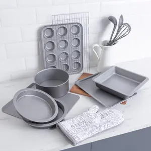 Baker & Salt 8 Piece Premium 2 Coat Easy Release Non-Stick Beginners Baking Set