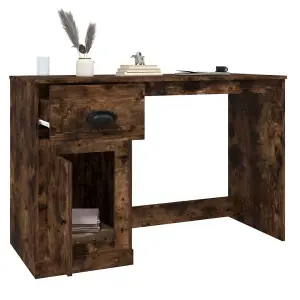 Berkfield Desk with Drawer Smoked Oak 115x50x75 cm Engineered Wood