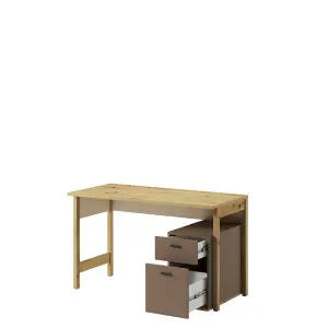 Lenny 04 Computer Desk in Oak Artisan, Beige & Truffle - 1250mm x 760mm x 600mm - Streamlined Workspace Elegance