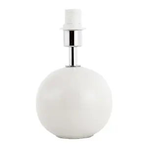 Traditional Classic Round Ceramic Table Lamp Base in Off-White Gloss Finish