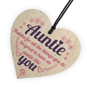 Red Ocean Aunties Like YOU Auntie Present Shabby Chic Wooden Hanging Heart Aunt Sign Friendship Love Gift