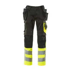 Mascot Safe Supreme Trousers with Holster Pockets (Black/Hi-Vis Yellow)  (42.5) (Leg Length - Regular)