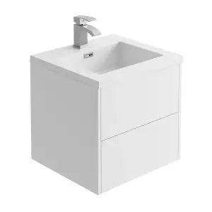 Borneo White Wall Hung Vanity Unit & Basin Set (W)500mm (H)470mm