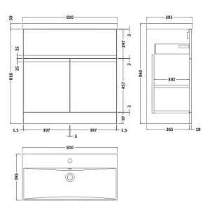 Dezine Cubo Rimless Close Coupled Toilet with Soft Close Seat