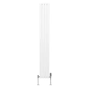 Oval Column Radiator & Valves - 1800mm x 240mm - White