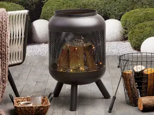 Beliani Charcoal Fire Pit Black VEER